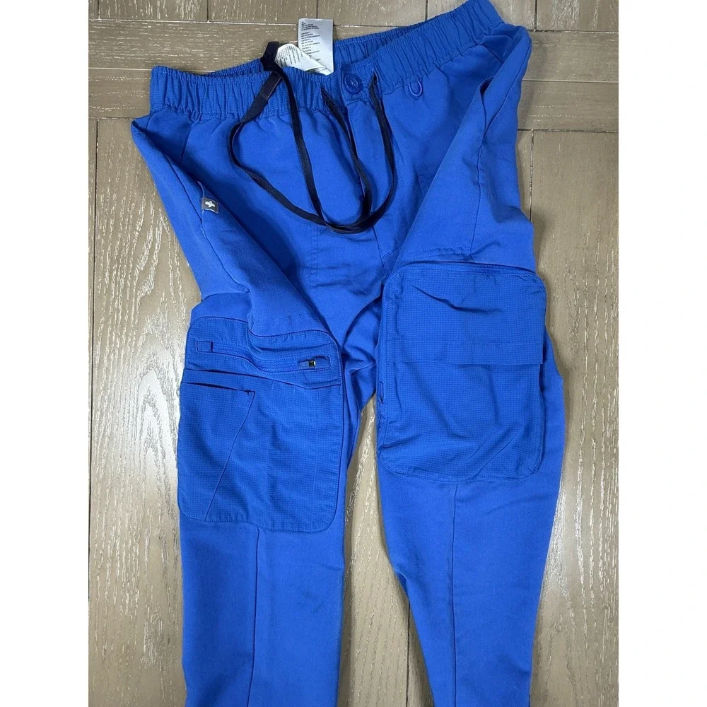 FIGS Cairo Cargo‎ Pants Mens Small Blue Button Jogger Scrub Workwear Nurse